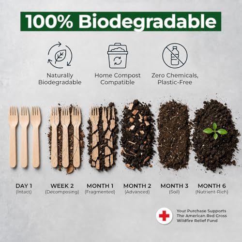 700 Wooden Forks - Wooden Utensils - Disposable Utensils Set - Compostable