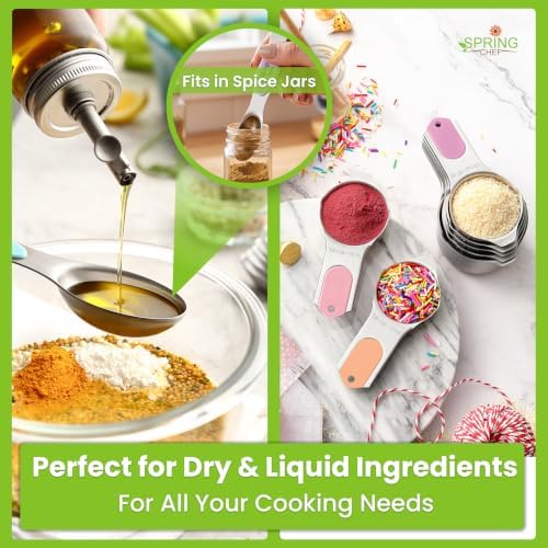 Spring Chef Magnetic Measuring Cups & Spoons Set of 15 w/Levelers, Pastel