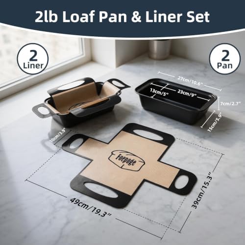 Loaf Pan with Liners Set: Nonstick 9 x 5 Inch Bread Pan for Homemade Baking