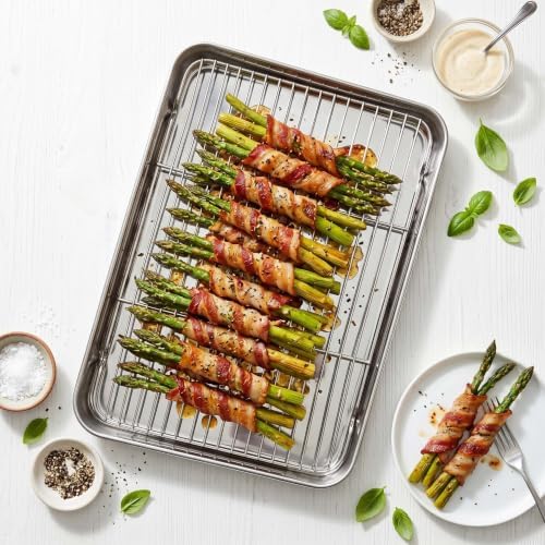 Homikit 18x13 Inch Stainless Steel Baking Half Sheet with Cooling Rack Set