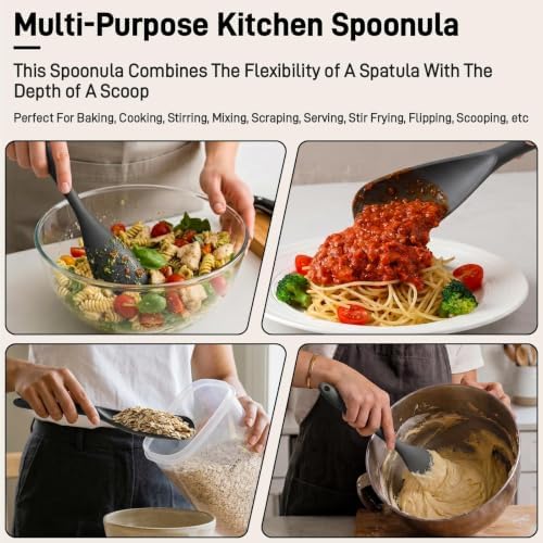 3 PACK Silicone Cooking Spatula & Spoon for Nonstick Cookware, BPA-Free
