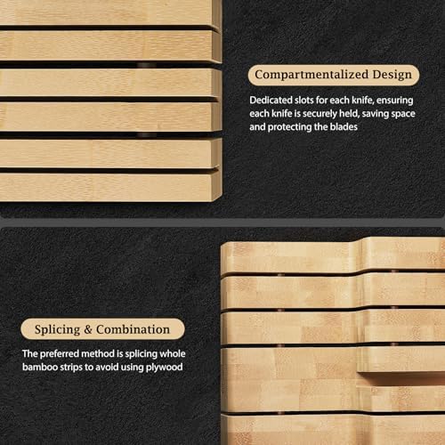 HOSHANHO In-Drawer Knife Block, Bamboo Knife Drawer Organizer for 12 Knives