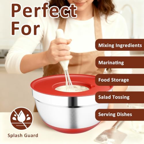 9 Pack Mixing Bowls with Airtight Lids & Grater Attachments, Multi