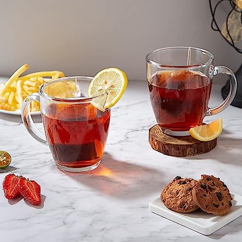 D.M DESIGN·MASTER [6 Pack,12 OZ] - Premium Glass Coffee Mugs with Handle, Transparent Tea Glasses for Hot/Cold Beverages, Perfect for Americano, Latte or Macchiato, Beverage.