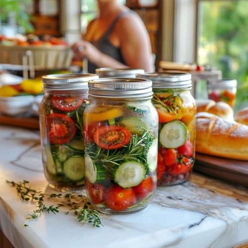 ComSaf 32 oz Wide Mouth Mason Jars 2 Pack Large Glass Jars with Lids