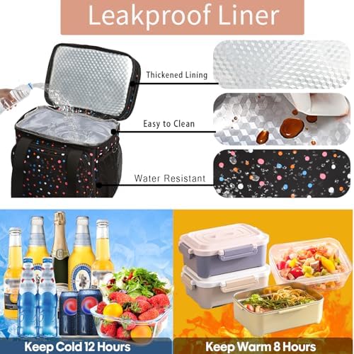GLENKEY Expandable Lunch Box Insulated Leakproof Cooler Bag Work Outdoor