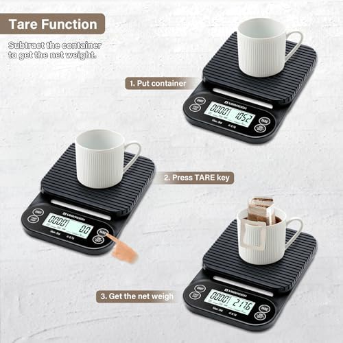 Digital Coffee Scale with Timer 3kg/0.1g Accuracy Espresso Scale