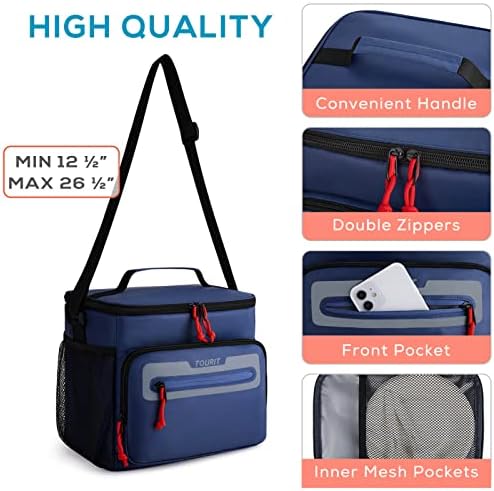 TOURIT Large Lunch Bag 14L Insulated Lunch Box Lunch Cooler for Men Women Work, Black