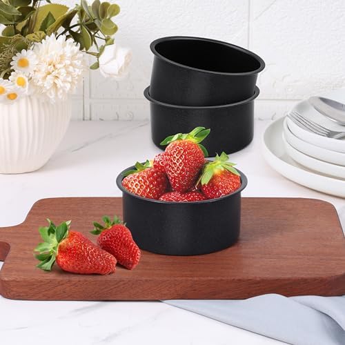 E-far 4 Inch Cake Pan Set of 3, Nonstick Stainless Steel Mini Cake Pans