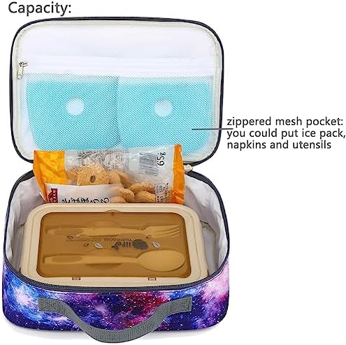 FlowFly Kids Lunch box Insulated Soft Bag Mini Cooler Back to School Thermal Meal Tote Kit for Girls, Boys,Galaxy