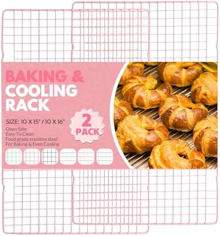 2 PCS Cooling Racks for Cooking and Baking, 16x10 Inches Stainless Steel Cooling Rack, Sheet Pan with Wire Rack for Baking Sheet, Bacon Rack Oven Safe Fits Jelly Roll Sheet Pan