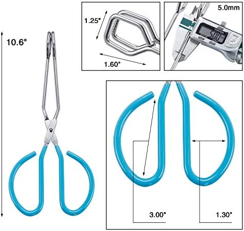 MSY BIGSUNNY Scissor Tongs Heavy Duty Cooking Tongs with Soft Handles (Stainless Steel, blue 10")