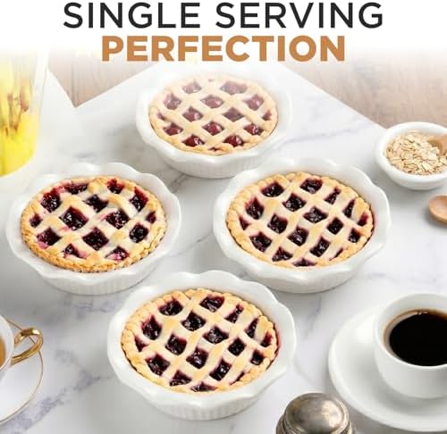 Aunt Shannon's Kitchen White Ceramic Mini Pie Pans, Set of 4