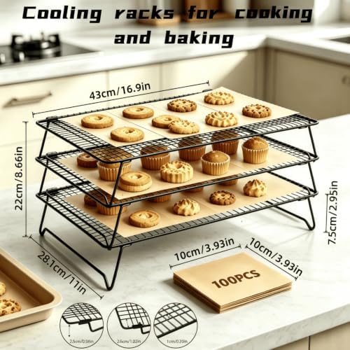 Lanxiu Cooling Racks for Cooking and Baking, 3 Pcs Wire Cooling Rack(Black)