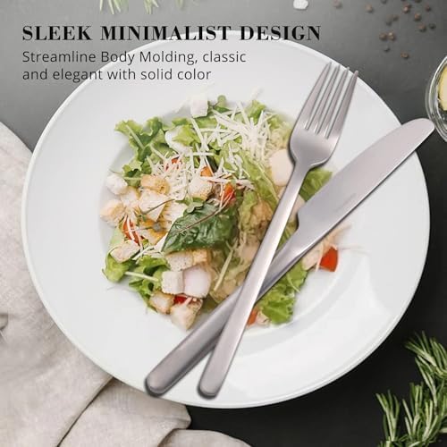 KINGSTONE Silverware Set, 20 Piece Flatware Cutlery Set for 4, 18/10 Stainless Steel Silverware Mirror Polished Dishwasher Safe for Home, Restaurant, Wedding, Party, Matte Silver
