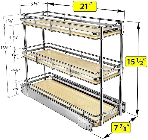 LYNK Élite 3-Tier Spice Rack Organizer Cabinet, Pull Out Spice Rack