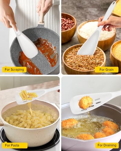 BUNDLEPRO Silicone Cooking Spoons for Nonstick Cookware, One-Piece, 2 Pack