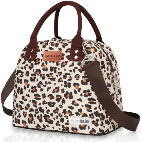 BALORAY Lunch Bag for Women Men Adult Lunch Box (Leopard Long Strap),M