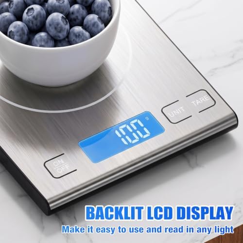 Diyife 33lb Rechargeable Stainless Steel Kitchen Food Scale, 9 * 6.3 inch