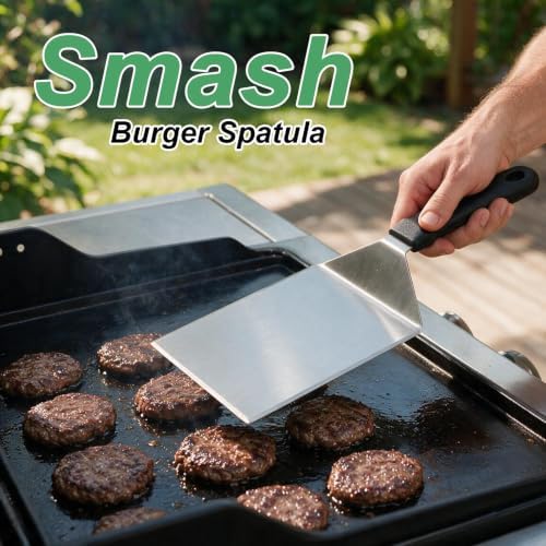 Cuttte Extra Wide Metal Smash Burger Spatula with Beveled Edges 6 x 5inches