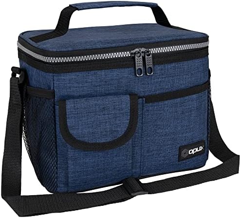 opux Insulated Lunch Box Adult, 14 Can Leakproof Cooler Bag Kid, Navy