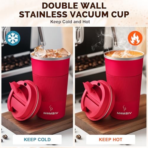 MOMSIV 17oz Travel Coffee Mug, Insulated Coffee Cup with Leakproof Lid
