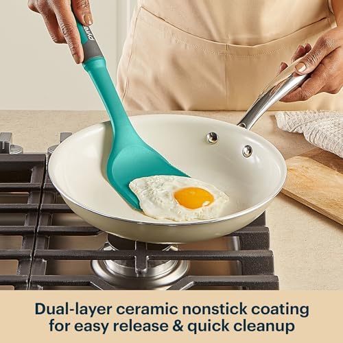 Pyrex 3-Piece Ceramic Cookware Fry Pan & Saucepan Set with Lid & Handles