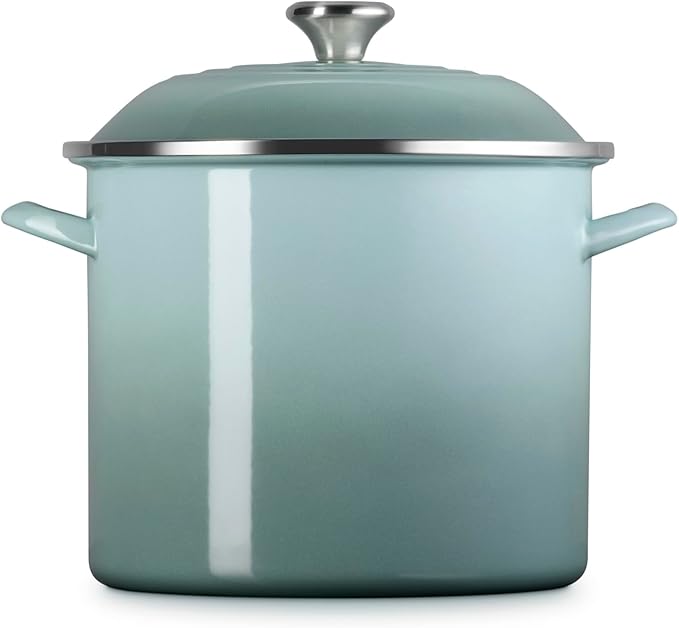 Le Creuset Enamel on Steel Traditional Stockpot, 12 qt., Sea Salt with Stainless Steel Knob