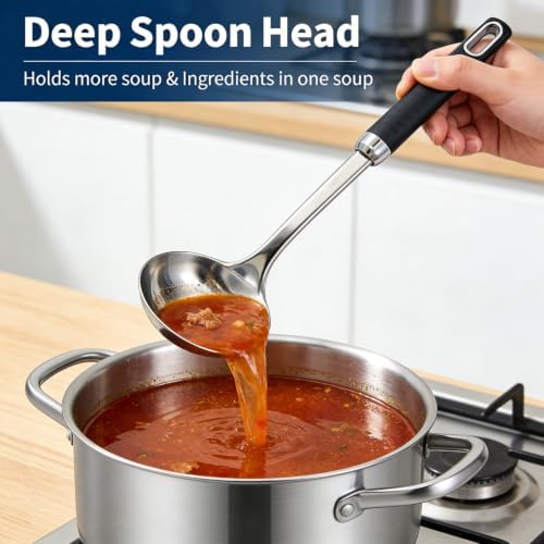 Stainless Steel Soup Ladle and Spaghetti Spoon Set,