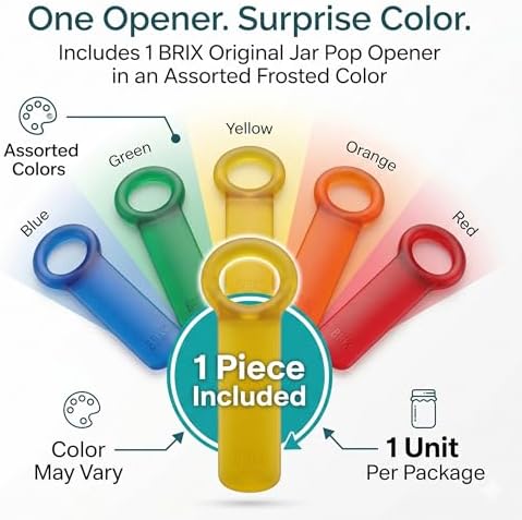 Brix Original Jar Pop Opener, Great for Kids, Arthritis, and Carpal Tunnel Sufferers, Assorted Frosted Colors (Color May Vary) Pack of 1