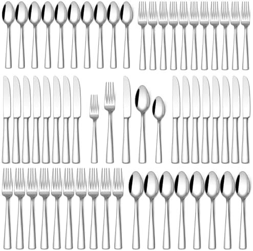 Stapava 60 Piece Silverware Set, Food-Grade Stainless Steel Flatware Sets for 12 Mirror Polished Cutlery Utensil Sets Include Dinner Knives Spoons and Forks Set Dishwasher Safe for Home Restaurant