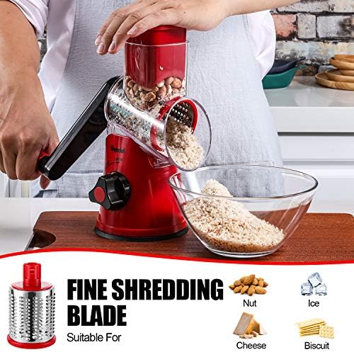 Geedel Rotary Cheese Grater Hand Crank, Cheese Shredder Vegetable Slicer