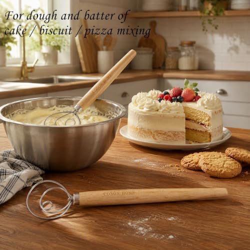 2 Pack Danish Dough Whisk Hook Sourdough Bread Baking Supplies Starter Kit