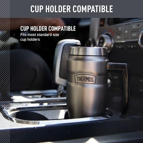 THERMOS Stainless King Travel Mug with Handle, 16oz, Matte Green