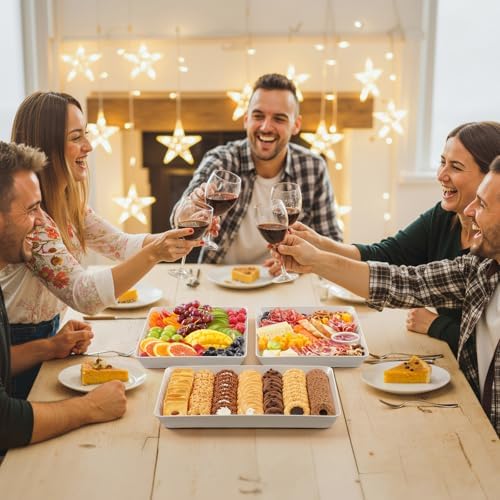 Lifewit 8 Pcs Serving Tray for Party, Reusable Plastic Food Serving Platter