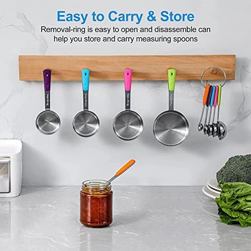 Bopei 12-Pcs Stainless Steel Measuring Cups & Spoons Set, Colorful Handles