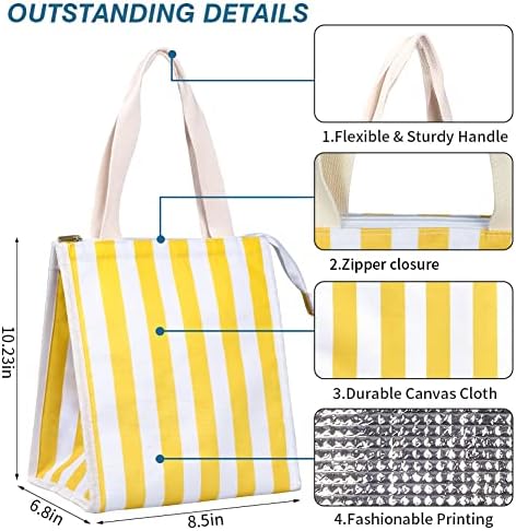 iknoe 9L Insulated Lunch Bag for Men & Women, Leak-Resistant Yellowstripe