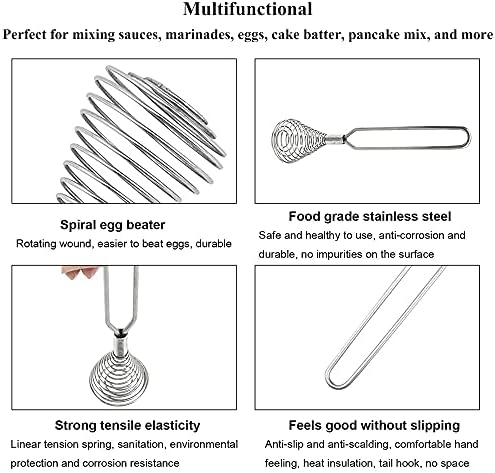 Stainless Steel Spring Coil Whisk 1 Pack, Wire Whip Egg Beater, Kitchen Cookware Hand Mixer For Cooking, Mixing, Blending, Beating, Stirring, 8.7 Inch