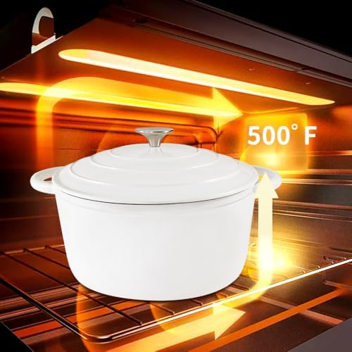3 QT Enameled Cast Iron Dutch Oven with Self-Basting Lid, Everyday Size Heavy Duty Soup Pot for Small Batch Cooking, Stews, Soups, Braised Meats & Bread Baking, Moisture-Locking Design, Oven Safe 500°F