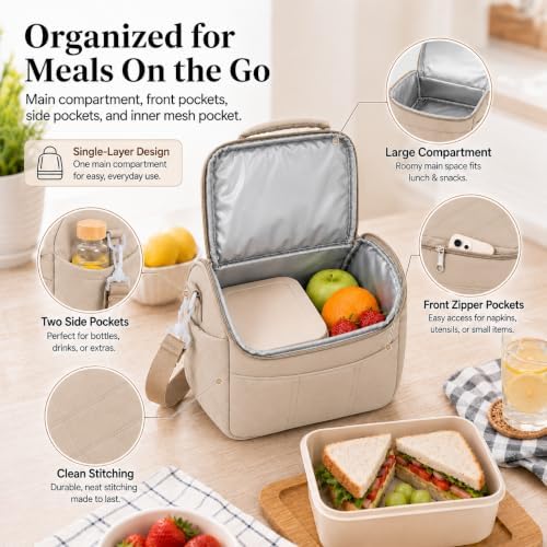 Lunch Bag for Women Small Insulated Lunch Box Quilted Puffer Lunch Tote