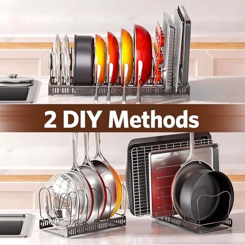 ORDORA Pots and Pans Organizer under Cabinet, 11.8-22.8" 12 Dividers Bronze