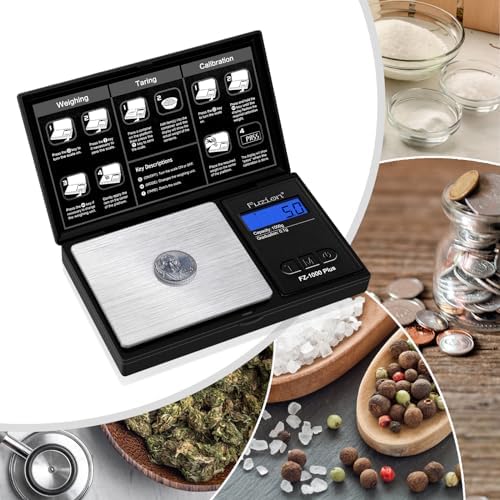 Fuzion Digital Pocket Gram Scale 0.1g/1000g - Small Food Scale with Tray