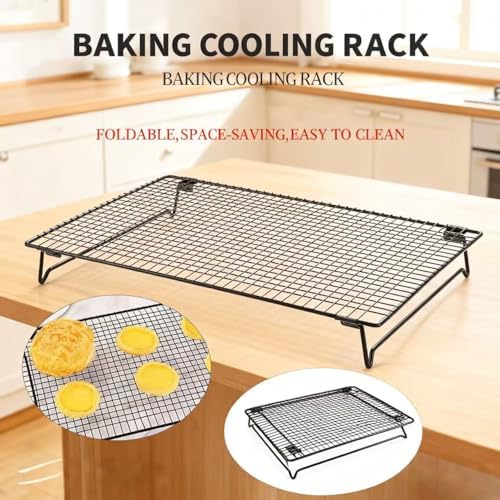 Extra Large Foldable Cooling Rack - Multi-Purpose Baking Cooling Rack for Cakes, Breads, Laptop Stand for Computer Cooling, Grill Rack with Foldable Legs (16.85" x 11.05")