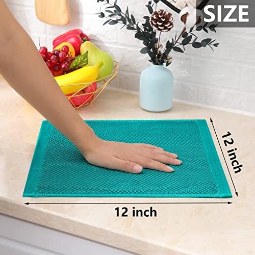 Homaxy 100% Cotton Waffle Weave Kitchen Dish Cloths 24-Pack, Teal