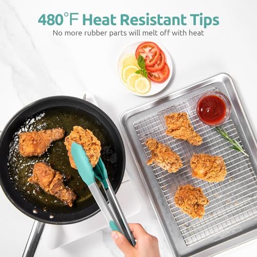 U-Taste Kitchen Tong for Cooking, 480ºF Heat-Resistant Tps, 12in/Aqua Sky