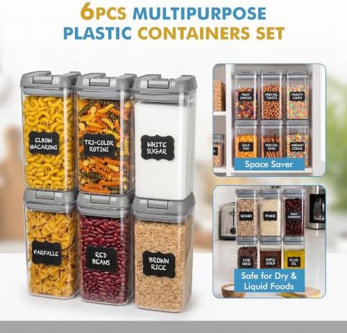 Shazo 6 PC 1.2L Airtight Food Storage Containers with Lids BPA Free Plastic