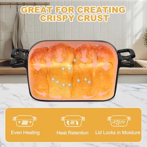 Oval Enameled Dutch Oven for Bread Baking - 3.6QT Cast Iron Sourdough Bread Pan with Lid