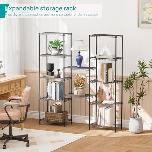 SINGAYE 6 Metal Shelves Wire Shelving Storage Shelf Adjustable Unit Pantry