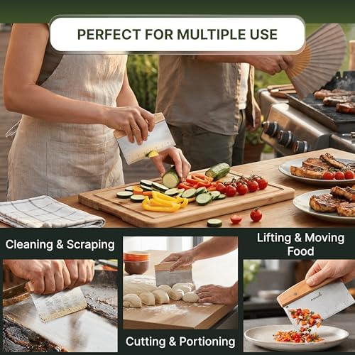 Metal Spatula Set - Griddle Accessories kit - Grill Flat Spatula Pancake Flipper Hamburger Turner - Metal Utensil Great for BBQ Grill Flat Top - Cast Iron Griddle Accessories - Commercial Grade