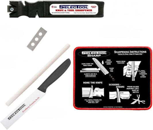 Knife Sharpener – 5-Stage Professional System for Kitchen Knives, Scissors & Pocket Knives – Multi-Tool Sharpener Kit – Made in USA by Selectool